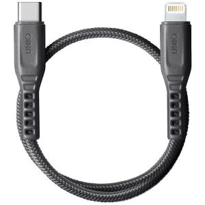 UNIQ Kabel Flex USB-C-Lightning 18W nailon 30cm szary/gri cărbune