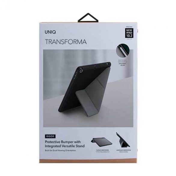 UNIQ etui Transform Rigor husă neagră pentru iPad 10.2" (2019) czarny/ebony