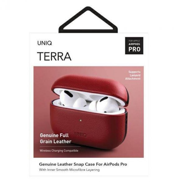 Husă UNIQ etui Terra AirPods Pro din piele naturală roșie/roșie