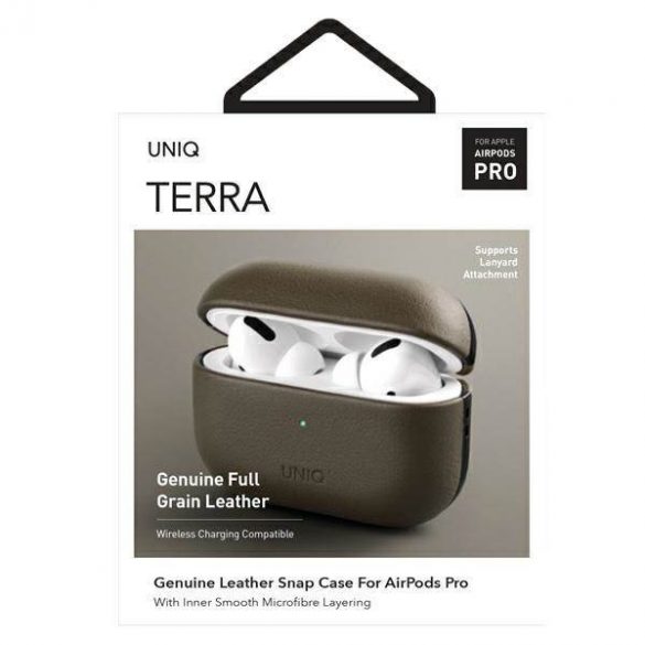 UNIQ etui Terra AirPods Pro Husă din piele naturală/oliwkowy