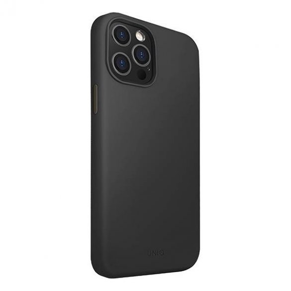 UNIQ etui Lino Hue Husă antimicrobiană pentru iPhone 12 Pro Max 6,7 inchi, neagră/cerneală