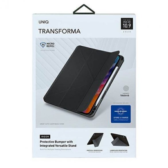 UNIQ etui Transform Rigor iPad Air 10,9 (2020) szary/gri cărbune Husă antimicrobiană