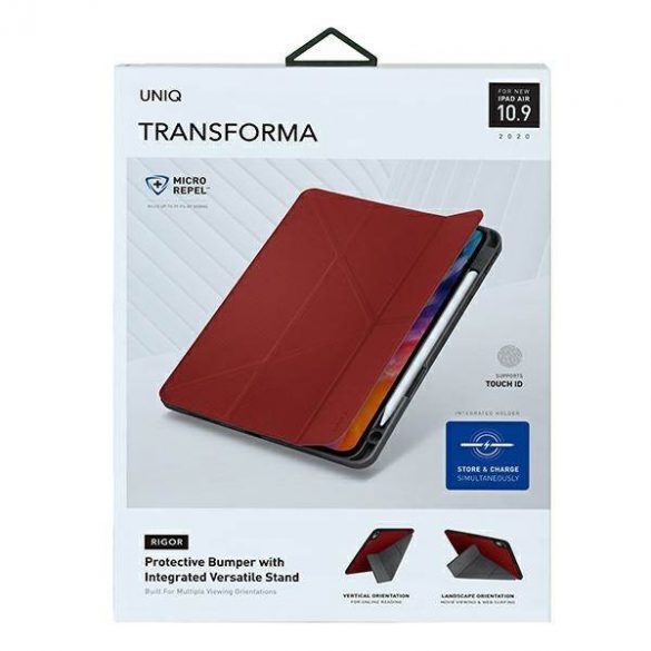 Carcasa UNIQ etui Transform Rigor iPad Air 10,9 (2020) czerwony/coral red Atnimicrobial