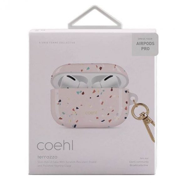 Husă UNIQ și Coehl Terrazzo AirPods Pro rożowy/roz blush