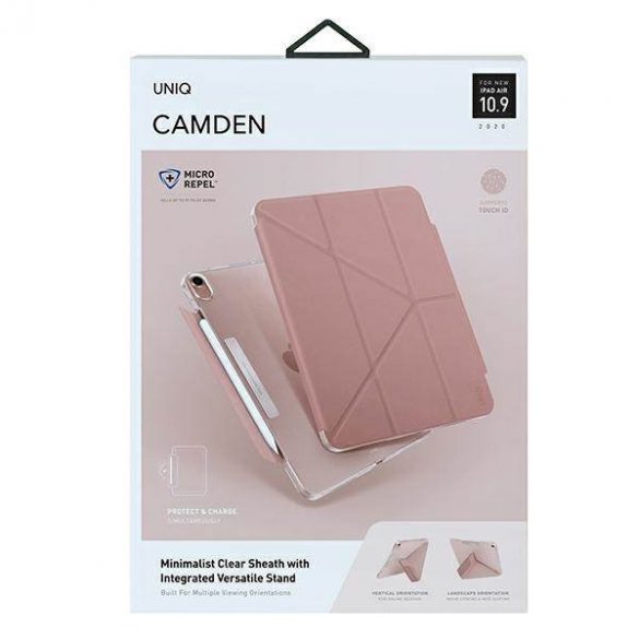 Carcasă antimicrobiană UNIQ și Camden pentru iPad Air 10,9" (2020) rożowy/roz bujor