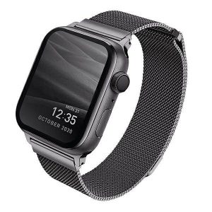 UNIQ pasek Dante Apple Watch Series 1/2/3/4/5/6/7/8/9/SE/SE2 38/40/41mm Oțel inoxidabil grafit/grafit