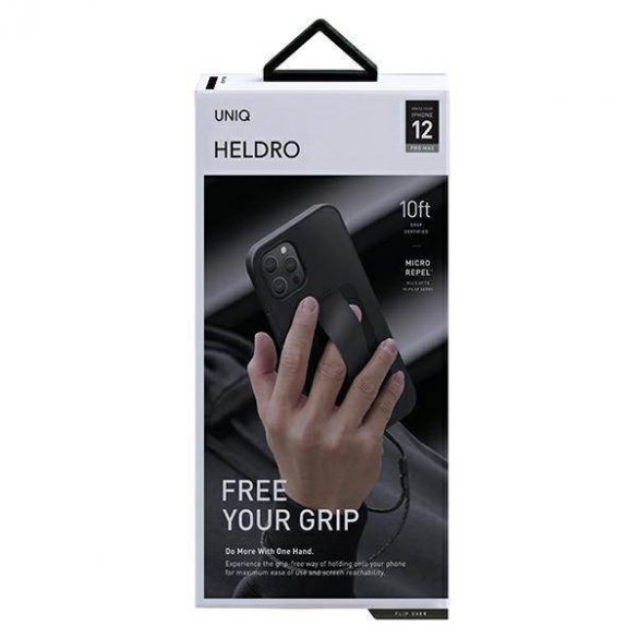 Husă antimicrobiană UNIQ etui Heldro iPhone 12 Pro Max 6,7" negru/negru la miezul nopții