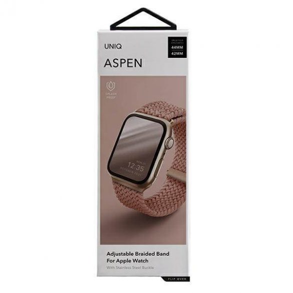 UNIQ pasek Aspen Apple Watch 44/42/45 mm Seria 1/2/3/4/5/6/7/8/9/SE/SE2 împletit różowy/roz grapefruit