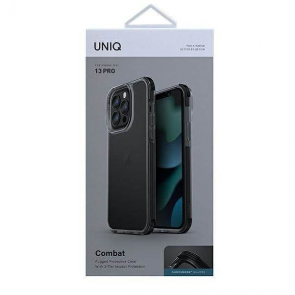 Husă UNIQ etui Combat pentru iPhone 13 Pro / 13 6,1" czarny/negru fum