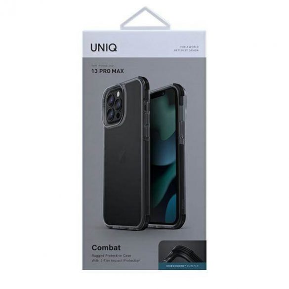 Carcasa UNIQ etui Combat iPhone 13 Pro Max 6,7" negru de fum