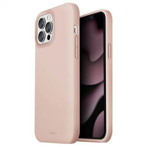 Husă UNIQ etui Lino iPhone 13 Pro / 13 6,1" rożowy/roz blush