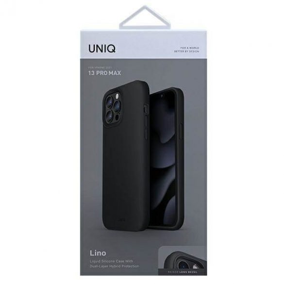 Carcasa UNIQ etui Lino pentru iPhone 13 Pro Max 6,7" negru cu cerneală/cerneală