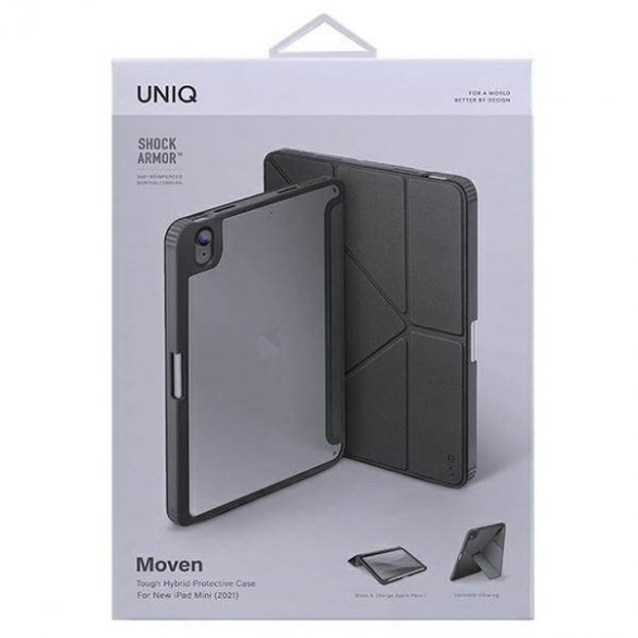 Carcasa UNIQ etui Moven iPad Mini (2021) antimicrobian szary/gri cărbune