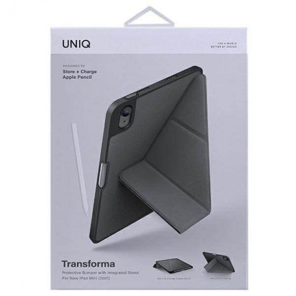 Carcasa UNIQ etui Transforma iPad Mini (2021) antimicrobian szary/gri cărbune