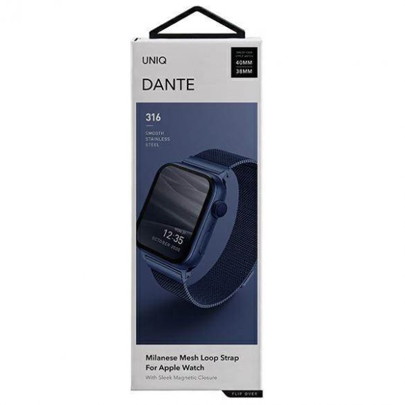 UNIQ pasek Dante Apple Watch Series 1/2/3/4/5/6/7/8/9/SE/SE2 38/40/41mm Oțel inoxidabil niebieski/albastru cobalt