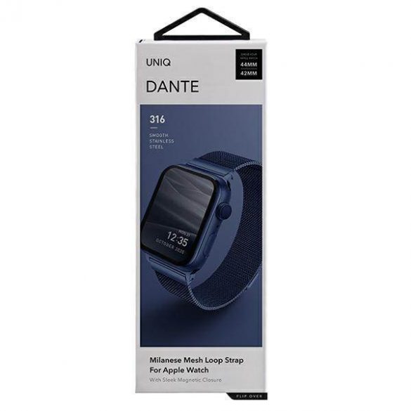 UNIQ pasek Dante Apple Watch Series 1/2/3/4/5/6/7/8/9/SE/SE2 42/44/45mm Oțel inoxidabil niebieski/albastru cobalt