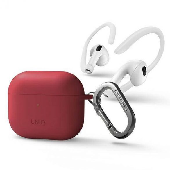 UNIQ etui Nexo AirPods 3 gen + cârlige pentru urechi Husă din silicon/coral