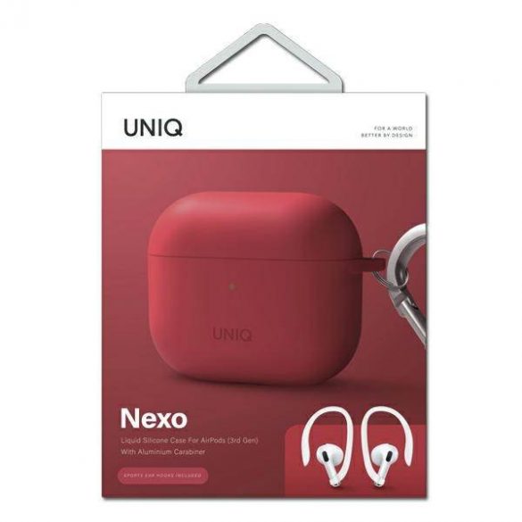 UNIQ etui Nexo AirPods 3 gen + cârlige pentru urechi Husă din silicon/coral