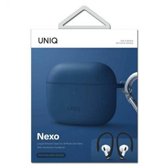 UNIQ etui Nexo AirPods 3 gen + cârlige pentru urechi Husă din silicon niebieski/albastru