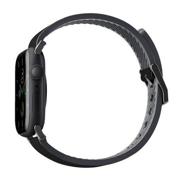 UNIQ curea Straden Apple Watch Series 1/2/3/4/5/6/7/8/9/SE/SE2/Ultra/Ultra 2 42/44/45/49mm. Curea hibridă din piele negru/negru