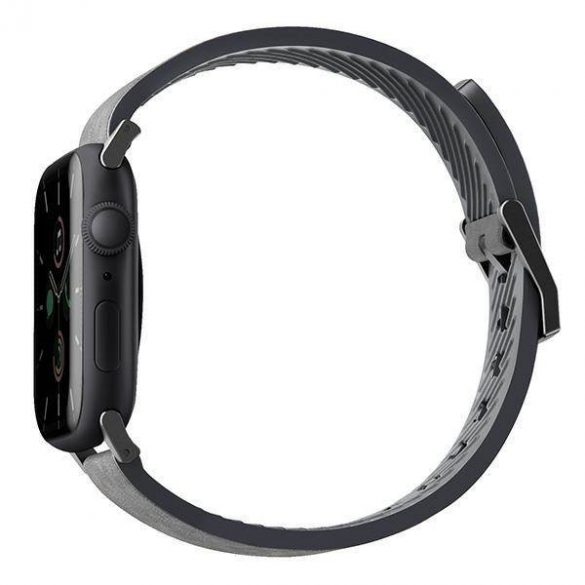 UNIQ pasek Straden Apple Watch Series 1/2/3/4/5/6/7/8/9/SE/SE2/Ultra/Ultra 2 42/44/45/49mm. Curea hibridă din piele gri/szary