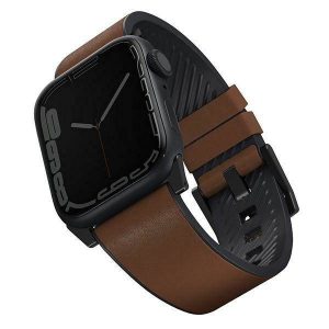 UNIQ pasek Straden Apple Watch Series 1/2/3/4/5/6/7/8/9/SE/SE2/Ultra/Ultra 2 42/44/45/49mm. Curea hibridă din piele brązowy/maro