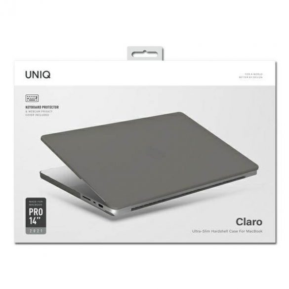 UNIQ etui Claro MacBook Pro 14" (2021/2023) przezroczysty szary/fum gri mat