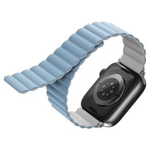 UNIQ pasek Revix Apple Watch Series 1/2/3/4/5/6/7/8/9/SE/SE2/Ultra/Ultra 2 42/44/45/49mm. Reversibil Magnetic biały-niebieski/alb-albastru