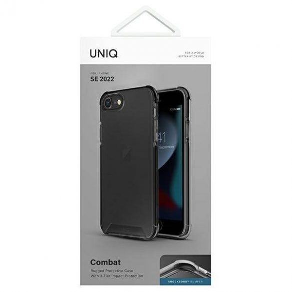 Husa UNIQ etui Combat iPhone SE 2022 / SE 2020 /7/8 czarny/negru fum