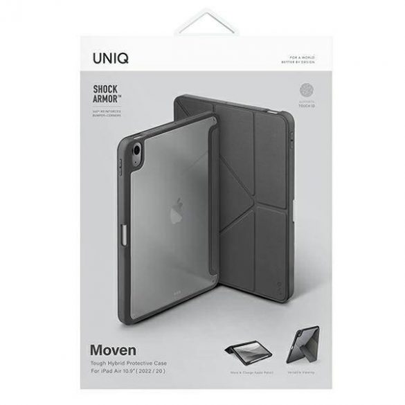 Carcasa UNIQ etui Moven iPad Air 10.9 (2022/2020) antimicrobian szary/gri cărbune