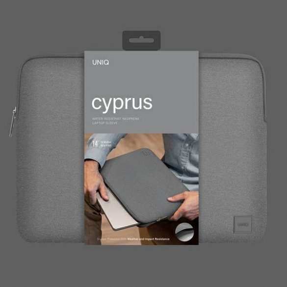 Husă pentru laptop UNIQ torba Cyprus 14" szary/marl grey Carcasă din neopren rezistentă la apă