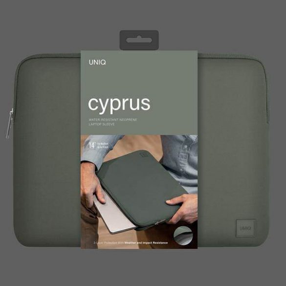 Husă pentru laptop UNIQ torba Cyprus 14" zielony/verde peltru Carcasă din neopren rezistentă la apă