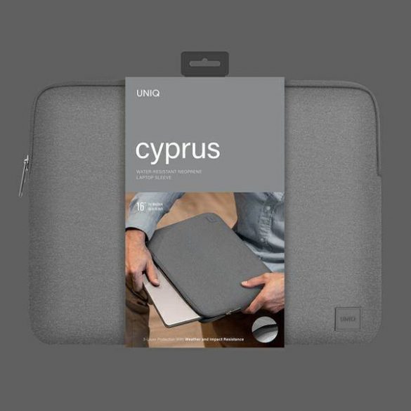 Husă pentru laptop UNIQ torba Cyprus 16" szary/marl grey Carcasă din neopren rezistentă la apă