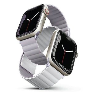 UNIQ curea Revix Apple Watch Series 1/2/3/4/5/6/7/8/9/SE/SE2 38/40/41mm. Reversibil Magnetic lilak-alb/lilac-alb