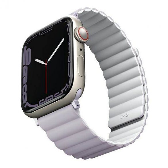 UNIQ curea Revix Apple Watch Series 1/2/3/4/5/6/7/8/9/SE/SE2 38/40/41mm. Reversibil Magnetic lilak-alb/lilac-alb