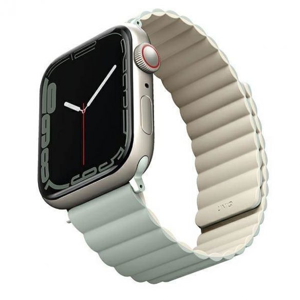 UNIQ pasek Revix Apple Watch Series 1/2/3/4/5/6/7/8/9/SE/SE2/Ultra/Ultra 2 42/44/45/49mm. Reversibil Magnetic szałwia-beżowy/sage-beige