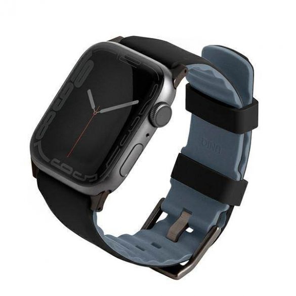 UNIQ pasek Linus Apple Watch Series 1/2/3/4/5/6/7/8/9/SE/SE2 38/40/41mm. Airosoft Silicone czarny/midnight black