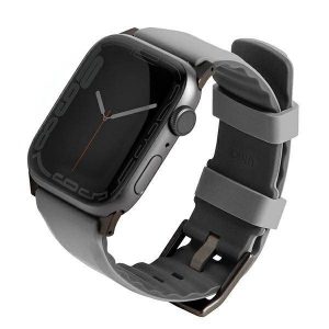 UNIQ pasek Linus Apple Watch Series 1/2/3/4/5/6/7/8/9/SE/SE2/Ultra/Ultra 2 42/44/45/49mm. Airosoft Silicon szary/cretă gri