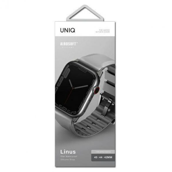 UNIQ pasek Linus Apple Watch Series 1/2/3/4/5/6/7/8/9/SE/SE2/Ultra/Ultra 2 42/44/45/49mm. Airosoft Silicon szary/cretă gri