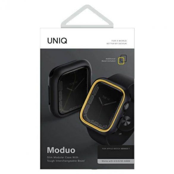 UNIQ etui Moduo Apple Watch Series 4/5/6/7/8/9/SE/SE2 40/41mm czarny-musztardowy/midnight-mustard