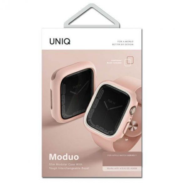 UNIQ și Moduo Apple Watch Series 4/5/6/7/8/9/SE/SE2 44/45mm rożowy-biały/blush-white