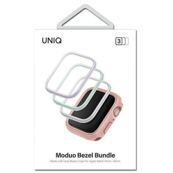 UNIQ ramki do Moduo 3in1 Apple Watch Series 4/5/6/7/8/9/SE/SE2 40/41mm Szałwiowy-Lillak-Biały/Sage-Lilac-White