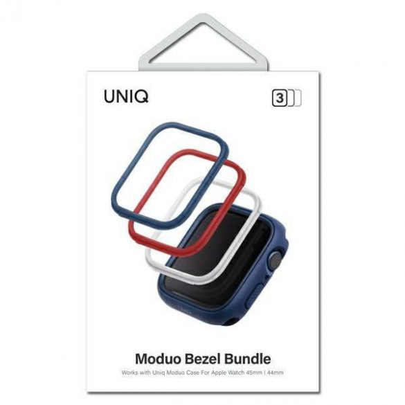 UNIQ ramki do Moduo 3in1 Apple Watch Series 4/5/6/7/8/9/SE/SE2 44/45mm Niebieski-Czerwony-Biały/Albastru-Roșu-Alb