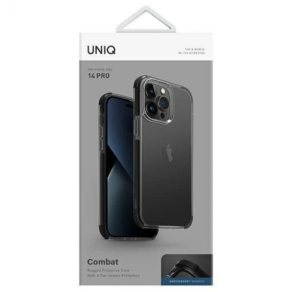 UNIQ Husă Combat iPhone 14 Pro 6,1" negru/carbon husă negru