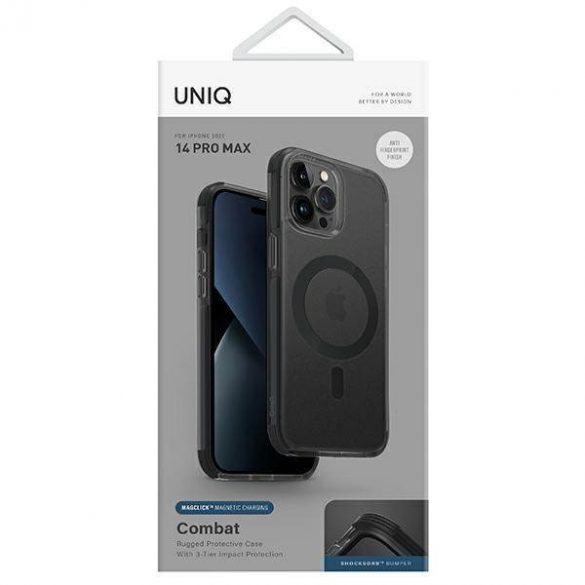 Carcasa UNIQ etui Combat iPhone 14 Pro Max 6,7" Magclick Charging czarny/beton carbune