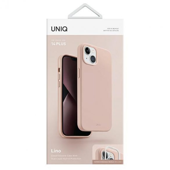 UNIQ și Lino iPhone 14 Plus / 15 Plus 6.7" rosu/roz blush