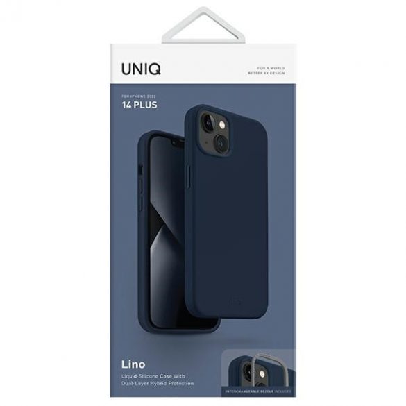 UNIQ etui Lino iPhone 14 Plus / 15 Plus 6.7" niebieski/marine blue