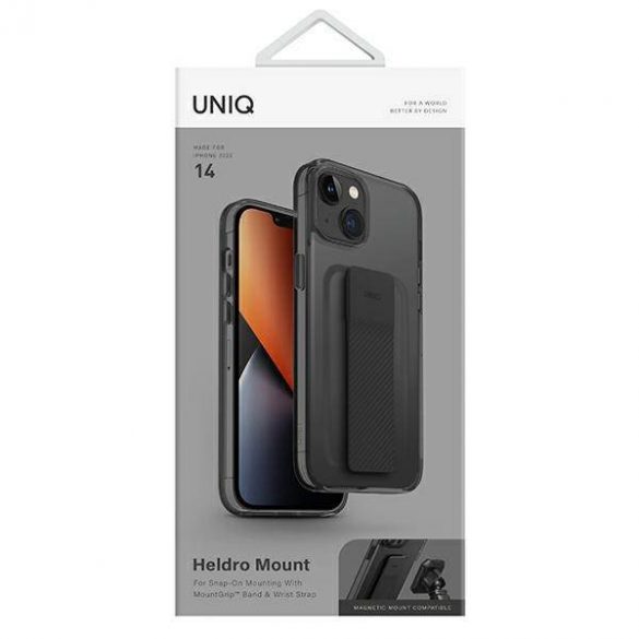 UNIQ etui Heldro Mount iPhone 14 / 15 / 13 6,1" czarny/vapor smoke