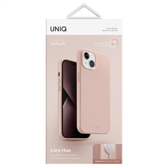 UNIQ și Lino Hue iPhone 14 Plus / 15 Plus 6.7" Magclick Încărcare rożowy/blush pink