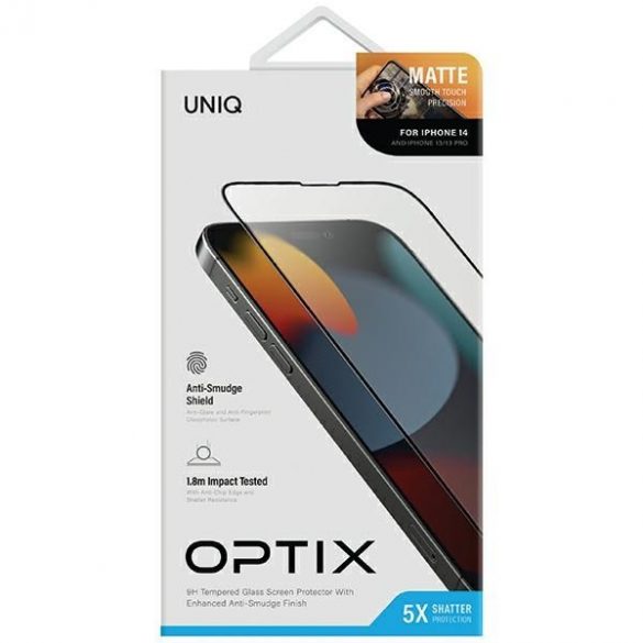 UNIQ Optix Matte iPhone 14 6.1" matowe szkło hartowane z aplicatorem